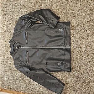 Black Rivet Faux Leather Jacket